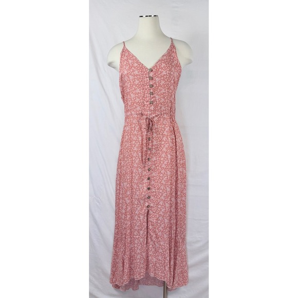 Unbranded Dresses & Skirts - Floral Rose Pink Maxi Dress XL Drawstring Waist Soft Feminine Cottage Country